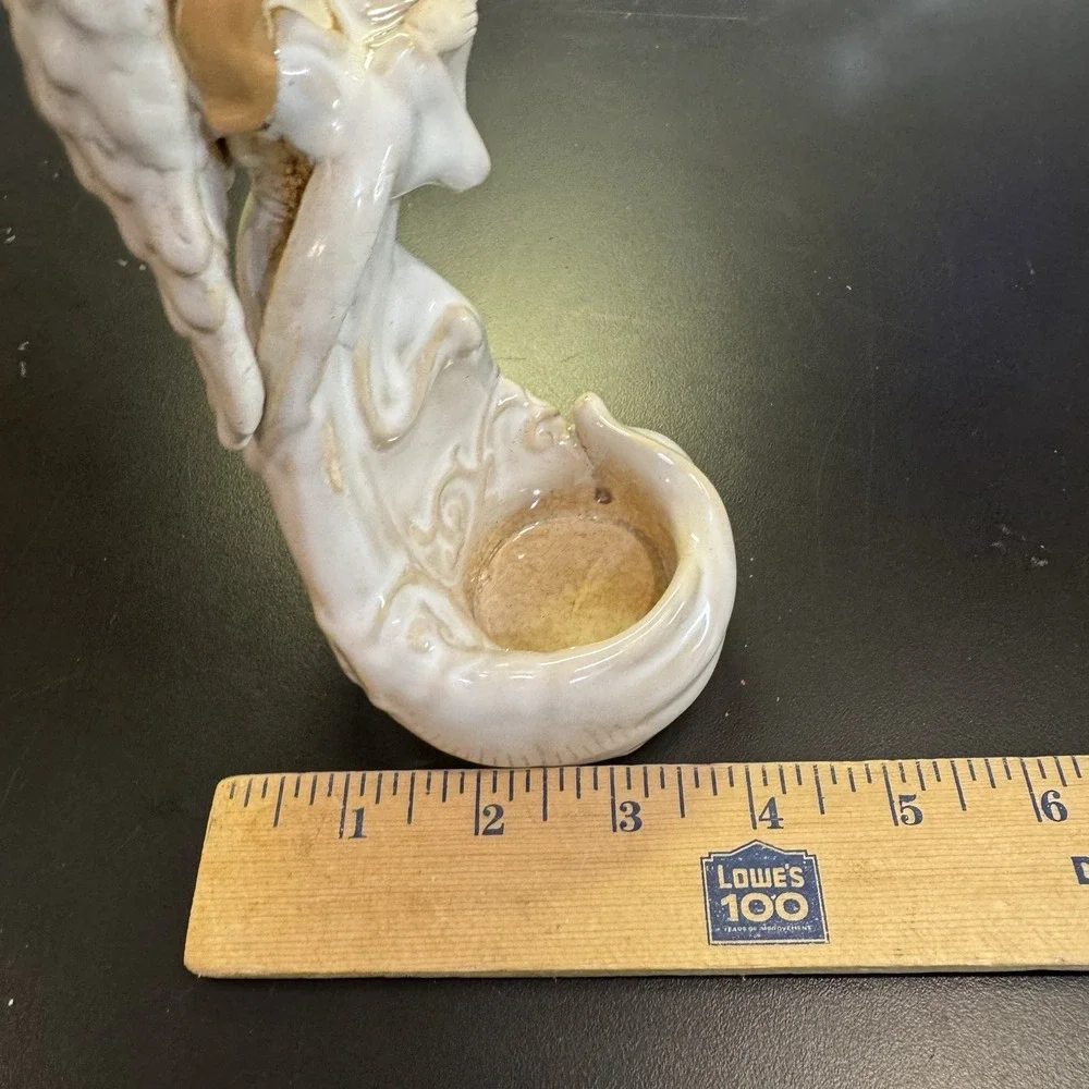 Yankee Candle Ceramic Angel Holding Dove Tea Light‎ Candle Holder Figurine 6.5